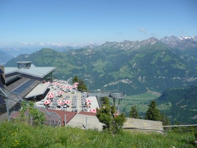 Top of Stanserhorn, view down to lazy platform and revolving restaurant