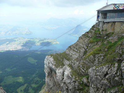 Pilatus top station, lake Lucerne in the background