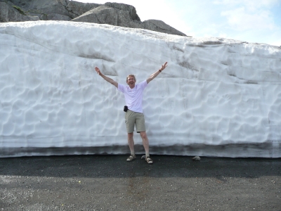 Still huge walls of snow top of Sankt Gotthard, 2091 m